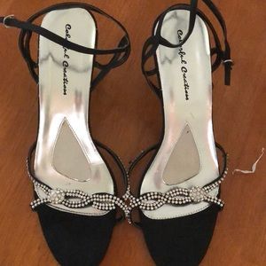 Black satin bridal bridesmaid shoes sandal